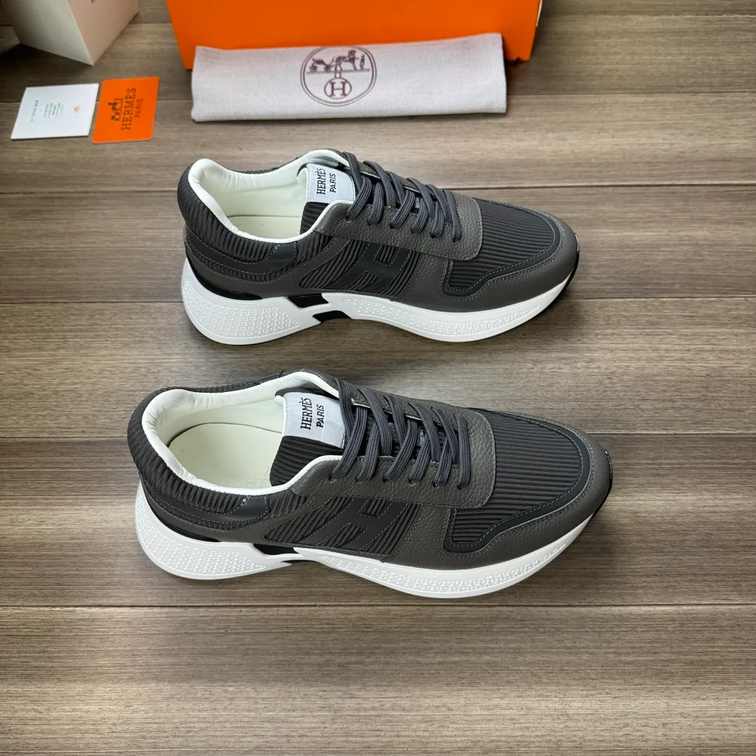 [HERMES] Hermès men's shoes 💰520💰 - High-end quality original order - Upper: 🔝 tumbled calfskin, high mercerized striped fabric, sewn brand H totem - Lining: water-dyed cowhide - Outsole: ultra-light T men's shoes 💰U foam rubber; two-color molded outsole - Super high quality control, fine workmanship: highlighted (high-end, luxury, grade) -Size :38-44 (45, customized)